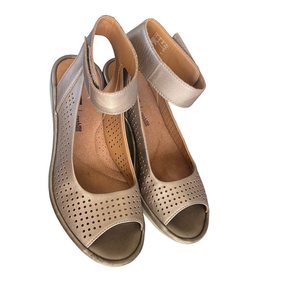 Clark’s Nubuck Wedge Sandals - Picture 2 of 8